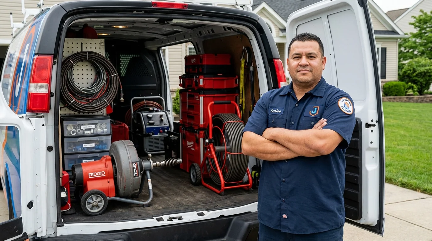Professional drain cleaning equipment and Johns Plumbing LLC plumber in West Fargo