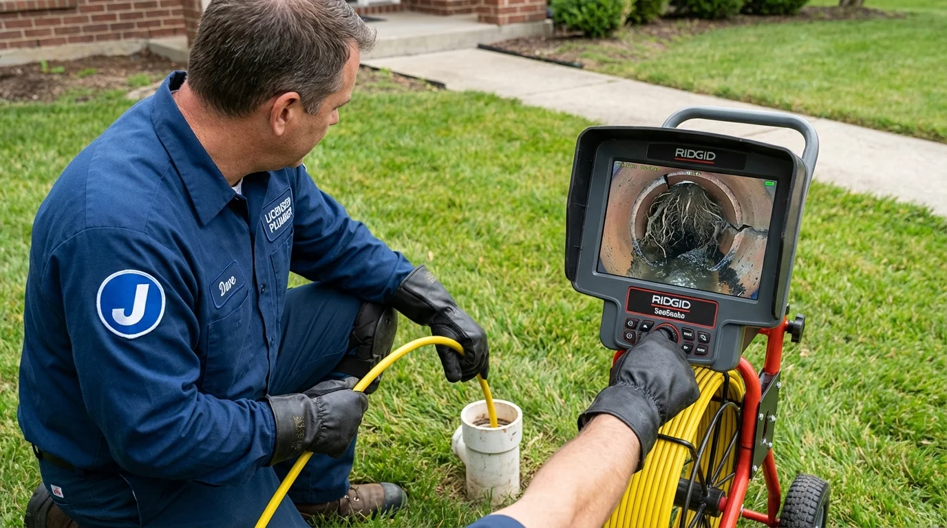 Sewer camera inspection being performed by Johns Plumbing LLC in West Fargo
