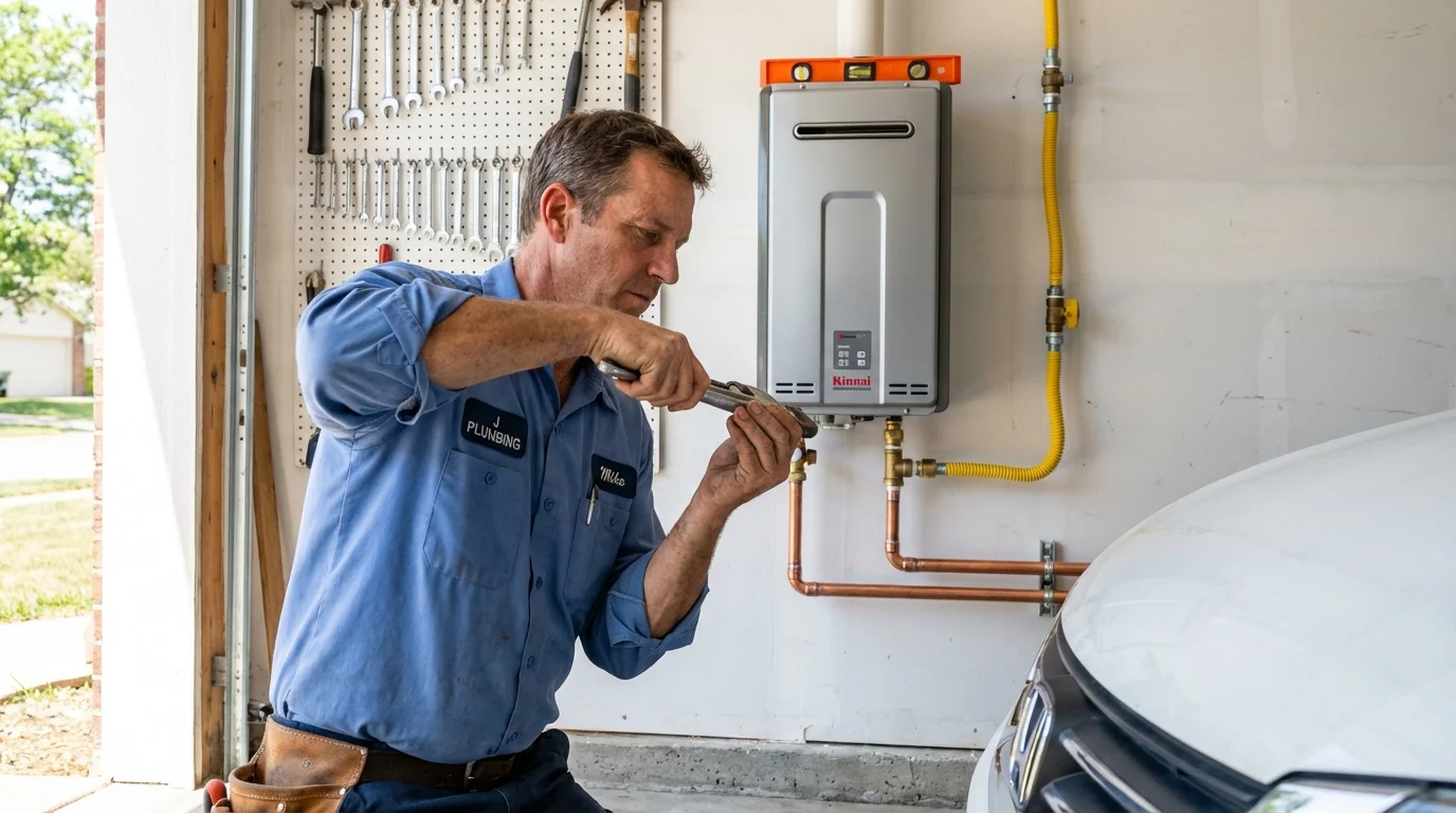 Tankless water heater installation by a Johns Plumbing LLC plumber in West Fargo